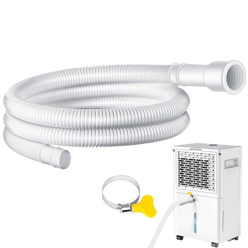 THDEING Dehumidifier Drain Hose with Cuttable Rubber Adapter & Connect Clamp,3/4 Inch FHT, Flexible Universal Drain Hose for Most Dehumidifier and Air Conditioner Brands (5 Feet)