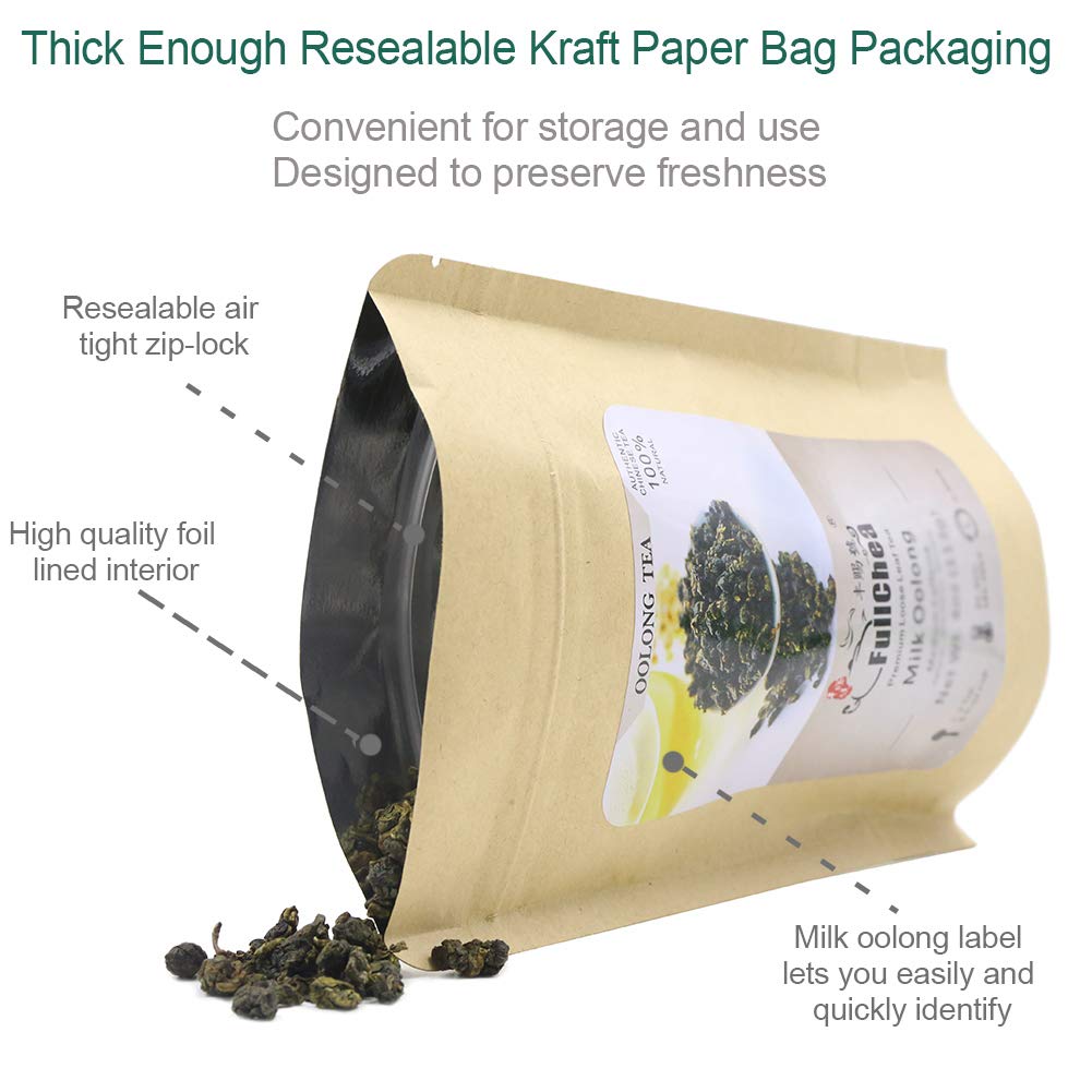 FullChea Milk Oolong Tea - Loose Leaf - Taiwan High Mountain Jin Xuan - Naturally Milky & Silky - 4oz / 113g
