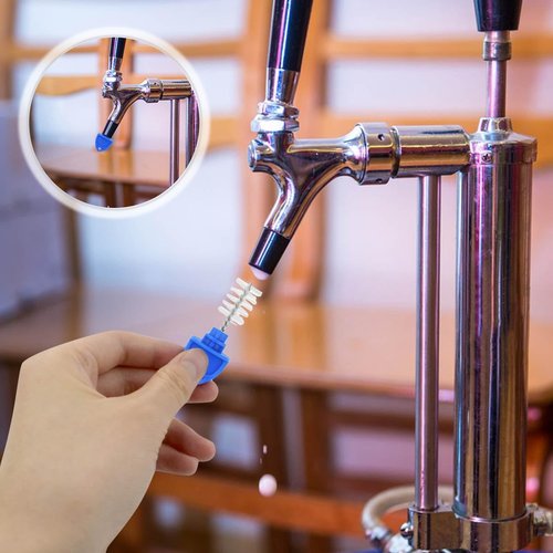 20 Pack Beer Tap Plug Brush for Faucet Draft Beer Tap Plugs Brush Beer Tap Cleaning Brush Beer Faucet Brush Cap Cover Kit Keg Tap Beer Tap Plugs with Brushes Faucet Soother Sanitary Covers (Blue)