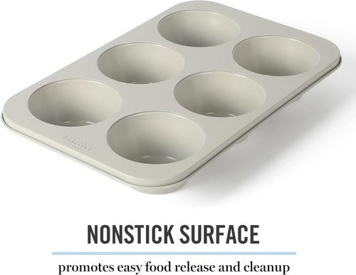 Martha Stewart Gallen 6-Cup Muffin Pan - Nonstick Carbon Steel Bakeware for Easy Release & Even Baking