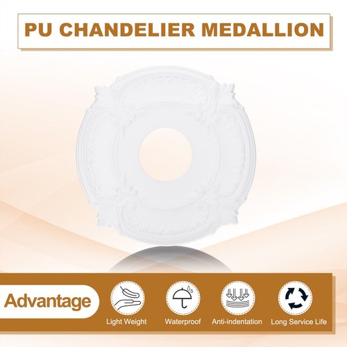 PATIKIL Ceiling Medallion, 2 Pcs 12" OD x 3.43" ID PU Decorative Ceiling Light Medallion Chandelier Medallion Classical Ceiling Light Cover Plate for Ceiling Light Fixtures Fans, White
