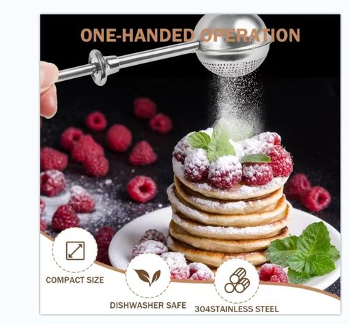 2pcs Stainless Steel Loose Tea Leaf Steeper&Sugar Shaker Duster Sifter 2 in 1, tea ball for loose leaf tea,tea strainers One-Hand Operated Spring-Loaded