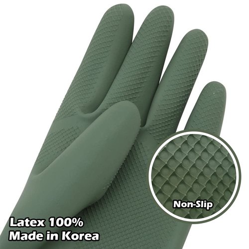 HOMSSEM Dishwashing Gloves - 2 Pairs Premium Rubber Gloves for Cleaning - Urban Green, Blue