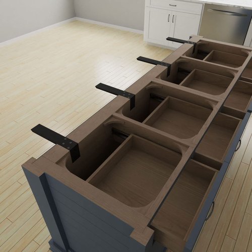 2 1/2"W x 10"D x 4"H Hidden Support Steel Heavy Duty Bracket w/Back Plate, Powder Coated Black