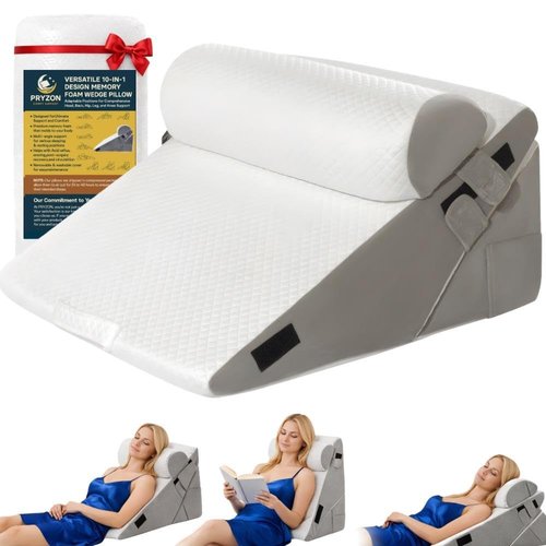 10-in-1 Adjustable Design 3PCS Wedge Pillow for Sleep Apnea, Wedge Pillow for Acid Reflux Relief, Orthopedic Headboard Bed Wedge Pillow for Sleeping, Neck & Back Support for Snoring and Reading