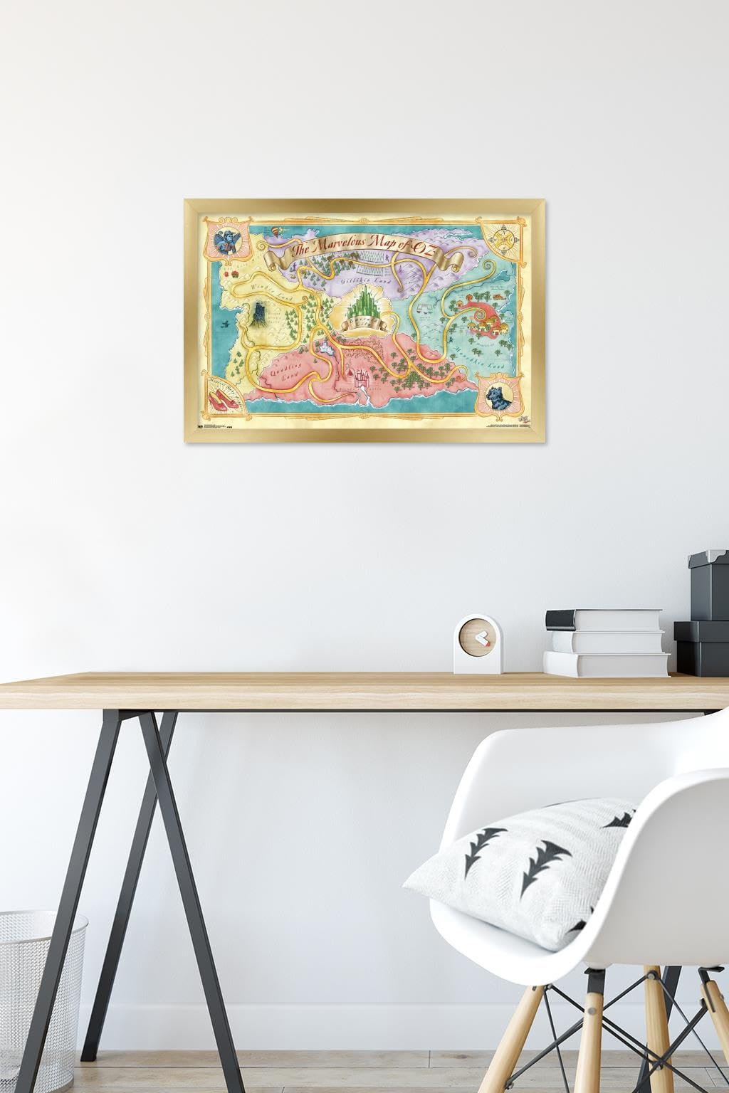 The Wizard Of Oz - Map Wall Poster, 22.4L" x 14.7W", Gold Framed Version