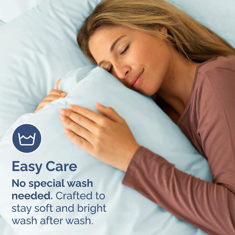 Skiennix Body Pillowcases Set of 4 | Soft & Breathable 20x54 Long Pillow Covers - Fade-Free, Machine Washable - Ice Blue