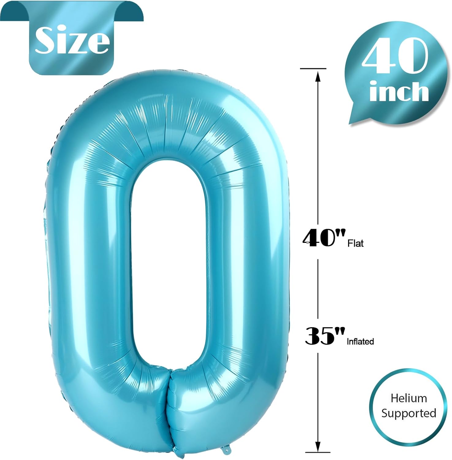 Pearlescent Blue 40-Inch Number Balloon - 0 Birthday Decoration for Men & Women | Perfect Party Supplies