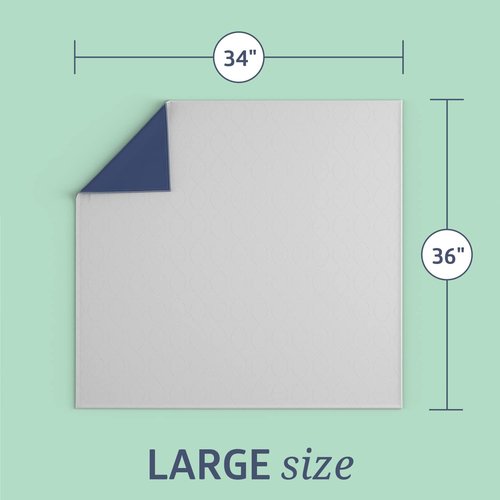 Medline Washable Bed Pads - Large 34 x 36 Inch Reusable Underpads for Incontinence | 4 Pack, Navy & Gray