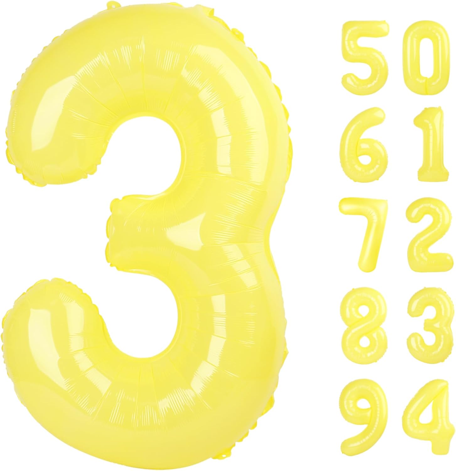 Yellow 3 Balloon | 40-Inch Number Balloon for 3rd Birthday Decorations - Perfect for Kids & Women Parties