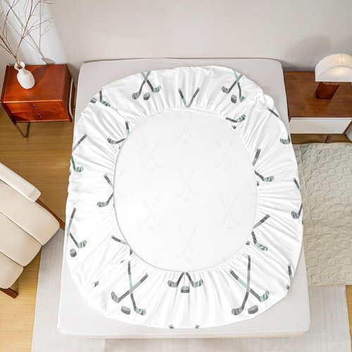 Feelyou Ice Puck Sports Game Sheets Set for Kids - Ice Hockey Bedding Set with Deep Pocket Fitted Sheet - Queen 4Pcs