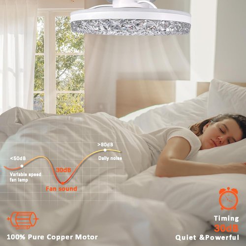 Baycnic Low Profile Flush Mount Ceiling Fan with Light and Bluetooth Speaker, Smart Ceiling Fan with 6 Speeds, Reversible Airflow, APP/Remote Control for Bedroom