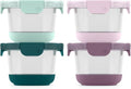 Ello Duraglass Refresh 4-Pack | 2-Cup Reusable Glass Containers with Leak-Proof Lids & Silicone Sleeves | BPA-Free & Dishwasher Safe