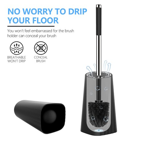 SetSail Toilet Brush, Compact Size Toilet Bowl Brush and Holder Toilet Brushes for Bathroom with Stainless Steel Handle Toilet Cleaner Brush with Durable Scrubbing Bristles, Splash-Proof