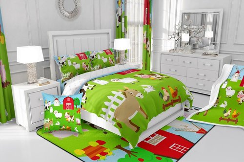 Feelyou Kids Farmhouse Fleece Blankets Children Boys Girls Cartoon Animal Print Throw Blanket Lovely Rabbits Sheep Horse Blanket Luxury Soft for Chair Office Plush Blankets 30"x40"