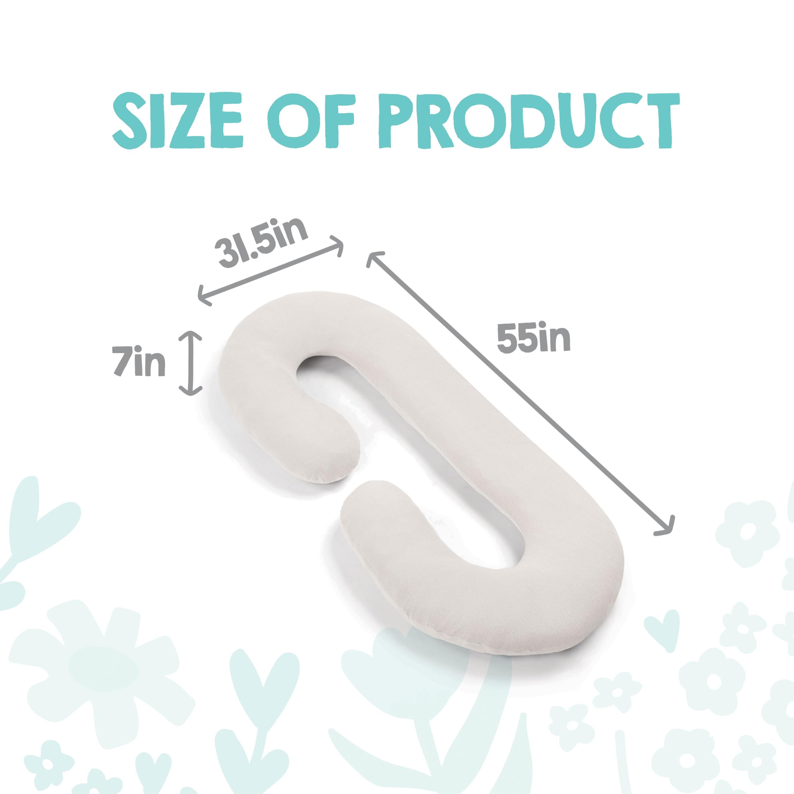 Regalo C Shaped Pregnancy Pillow for Sleeping, Full Body Maternity Pillow with Removable Cover, Support for Back, Belly, Hips & Legs, Body Pillow for Side Sleepers, Gray