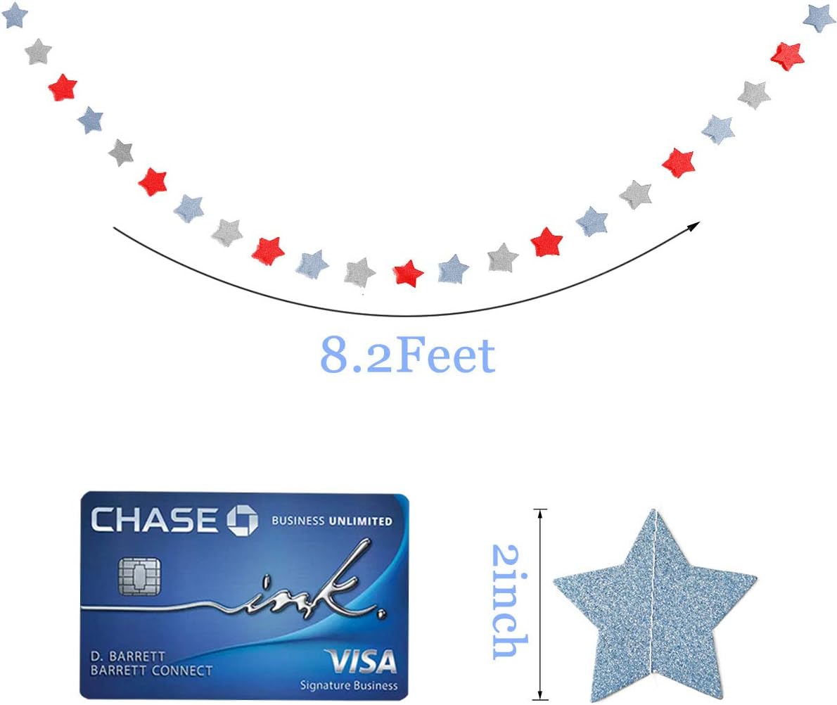Regine Switzerland 6-Pack Patriotic Star Streamers Garland - Red, White & Blue Bunting for 4th of July Celebrations | 50 Feet