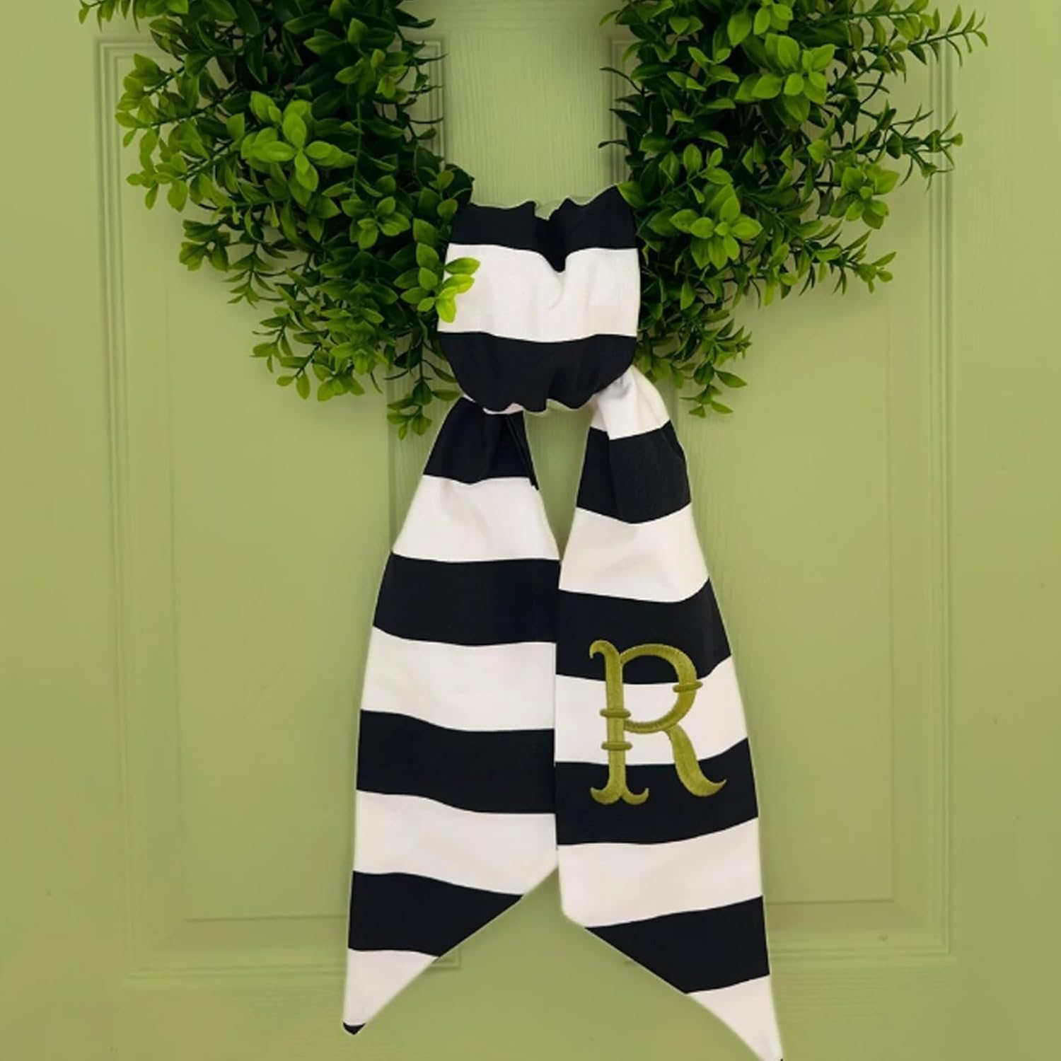 Regine Switzerland Christmas Wreath Sash - 2-Piece Black & White Striped Burlap for Home Decor
