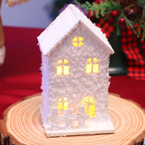 Garneck 3Pcs LED Christmas Village Set - Glowing Winter Houses with Snowflakes for Festive Decor