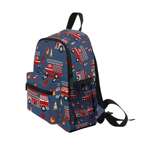 Aflyko Kids Backpack Red Fire Truck Rescue Equipment Daycare Bookbag Kindergarten Daypack Toddler Travel Girls Boys Waterproof Preschool Bag 10" × 4" × 12"