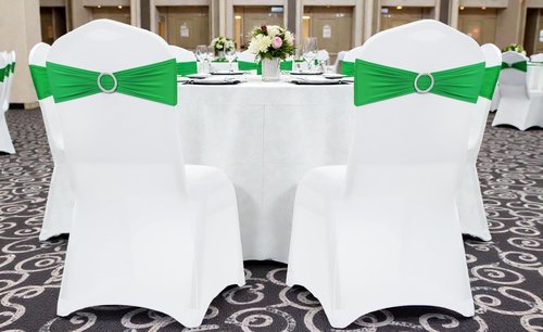 MDS Spandex Chair Sashes - Universal Fit Elastic Bands with Buckle for Weddings & Events | Light Green, Pack of 50