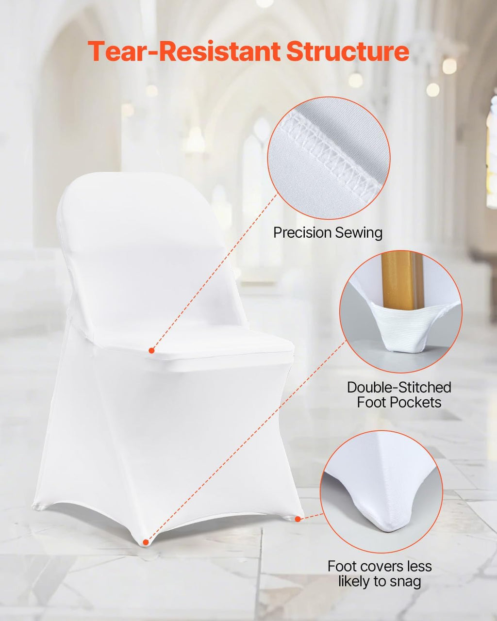 VEVOR 30 PCS White Folding Chair Covers - Elegant Washable Slipcovers for Weddings & Events