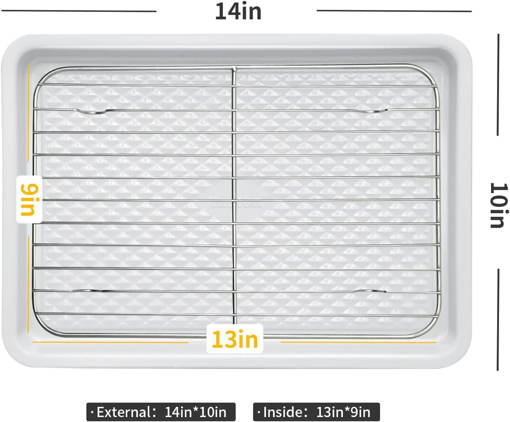 Skiennix Nonstick Ceramic Baking Sheet Set - 2-Pack 13x9 Quarter Pan, Oven Safe 550°F, Dishwasher Safe, Gray/Yellow