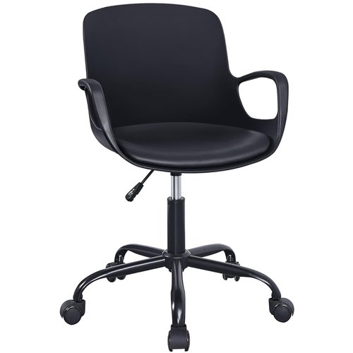 VECELO Mid-Back Chair for Desk with Armrests, Height Adjustable, 360°Swivel Wheels for Home Office Computer Study Work, Black