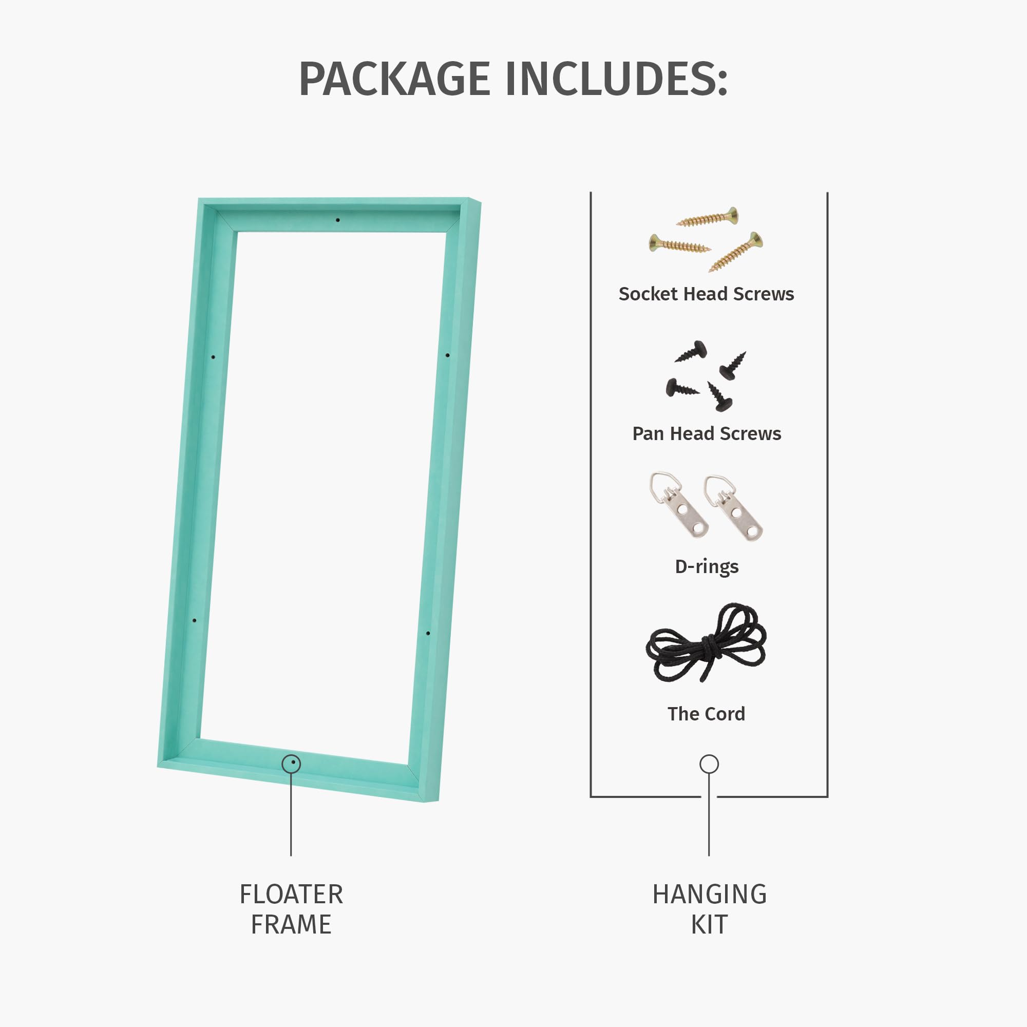 Pixy Canvas Floater Frame 16x16 for 1-1/2 (1.5) inch Deep Canvas Paintings/Canvas Prints/Wood Canvas Panels/Wall Art/Wall Decor/Home Decor/Artwork (Distressed White, 16 x 16 inch, Square)