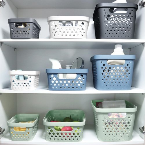 Glad Plastic Baskets - Set of 6 Organizing Bins for Pantry, Bathroom & Linen Closet | 1 Gallon, Sage