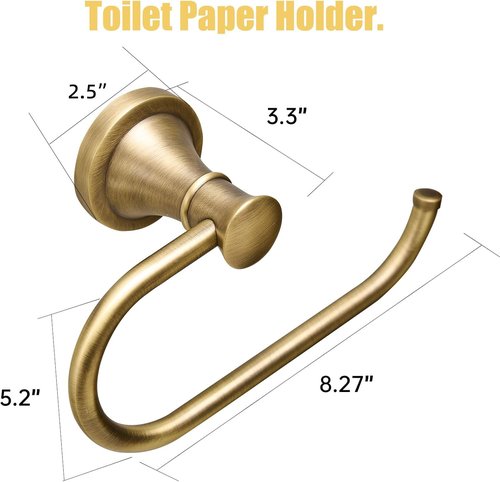 BESy Antique Brass Toilet Tissue Paper Holder Bathroom Accessories Toilet roll Paper Hanger, SUS304 Stainless Steel,Wall Mounted, Rustproof