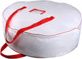 TQS 30" Christmas Garland Storage Bag - Heavy Duty Wreath Container with Reinforced Handles - White