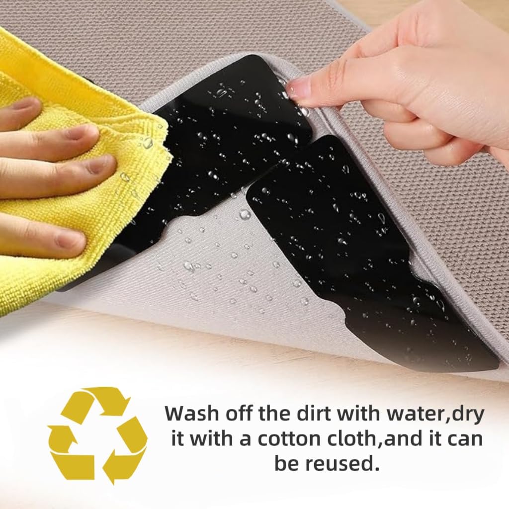 Skiennix Non-Slip Carpet Grippers - Strong Adhesive Double-Sided Tape Pads | 10-Pack for Area Rugs