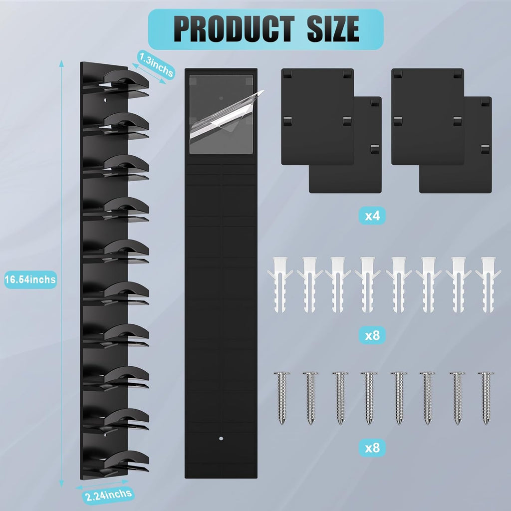 Skiennix Hat Organizer - Wall-Mounted Rack for 40 Baseball Caps - Strong Adhesive, Black Finish