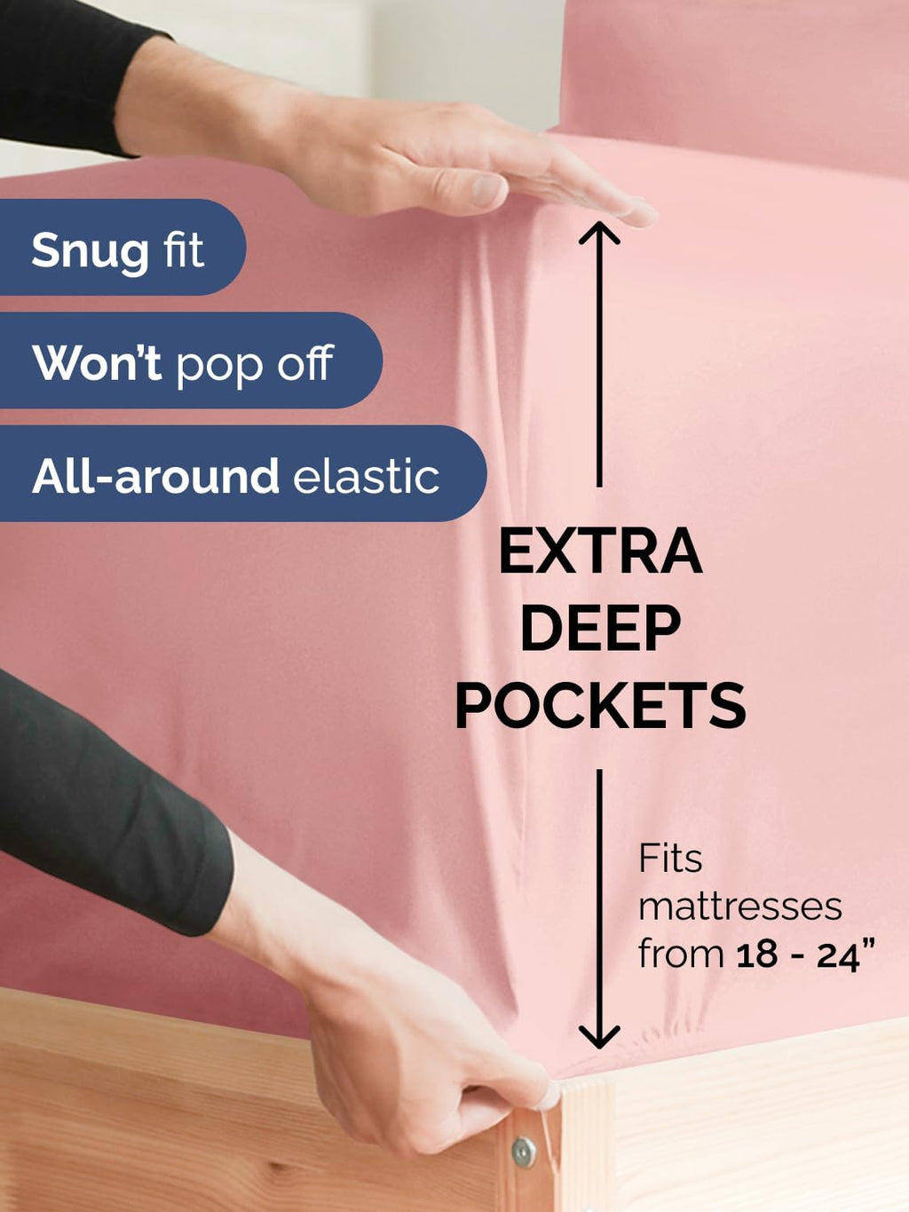 Skiennix Extra Deep Twin Sheet Set - 4 Piece Breathable Cooling Bedding - Soft Wrinkle-Free Baby Pink