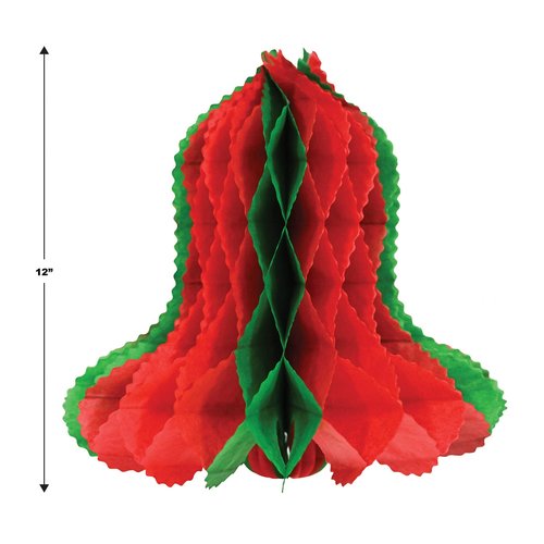 12-Inch Red and Green Tissue Bell Pack of 4