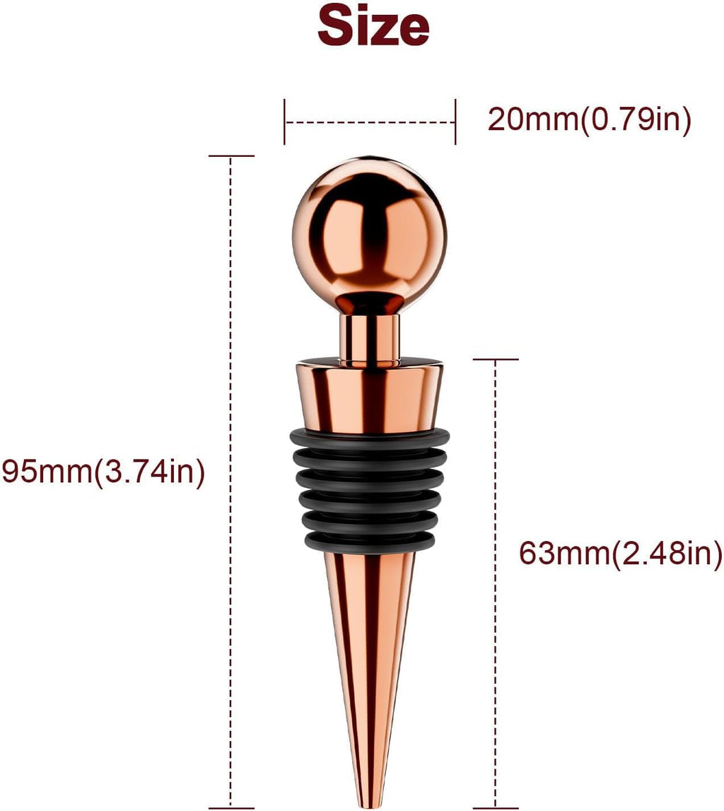 Wine Stoppers for Wine Bottles 6Pcs Vacuum Wine Bottle Stopper with Silicone Reusable Wine Corks, Leak proof Keep Fresh Suitable for Standard (Goldrose, 6 Pack)
