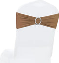 MDS Premium Stretch Chair Sashes - Pack of 25 Elastic Covers with Buckle Slider | Mocha for Weddings & Events