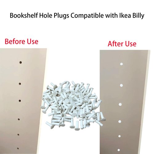 spansee 120 PCS White Caps Compatible with IKEA Billy Bookcase, Bookcase Hole Covers, Bookshelf Hole Plugs Compatible with IKEA Billy