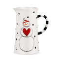 DEMDACO Heartful Home Holiday Snowman Polka Dot White, Black, Red 64 Ounce Stoneware Festive and Functional, Kitchen Counter or Tabletop Décor, Christmas Beverage Serving Pitcher