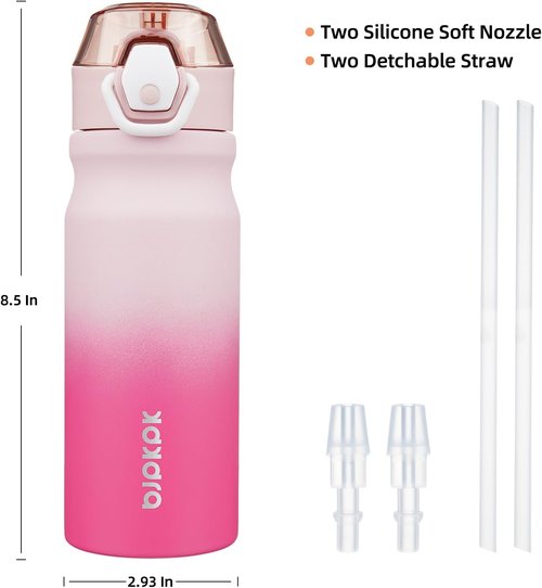 BJPKPK 18oz Insulated Water Bottle - BPA-Free Stainless Steel Thermal Flask | Leak-Proof Cherry Blossom Design