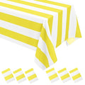 6 Pack Yellow and White Striped Tablecloth Rectangle 54x108inch Polyester Fabric Washable Table Cloth for Afternoon Tea Table Birthday Party Picnic Barbecue Gathering Indoor Outdoor Dining Decor