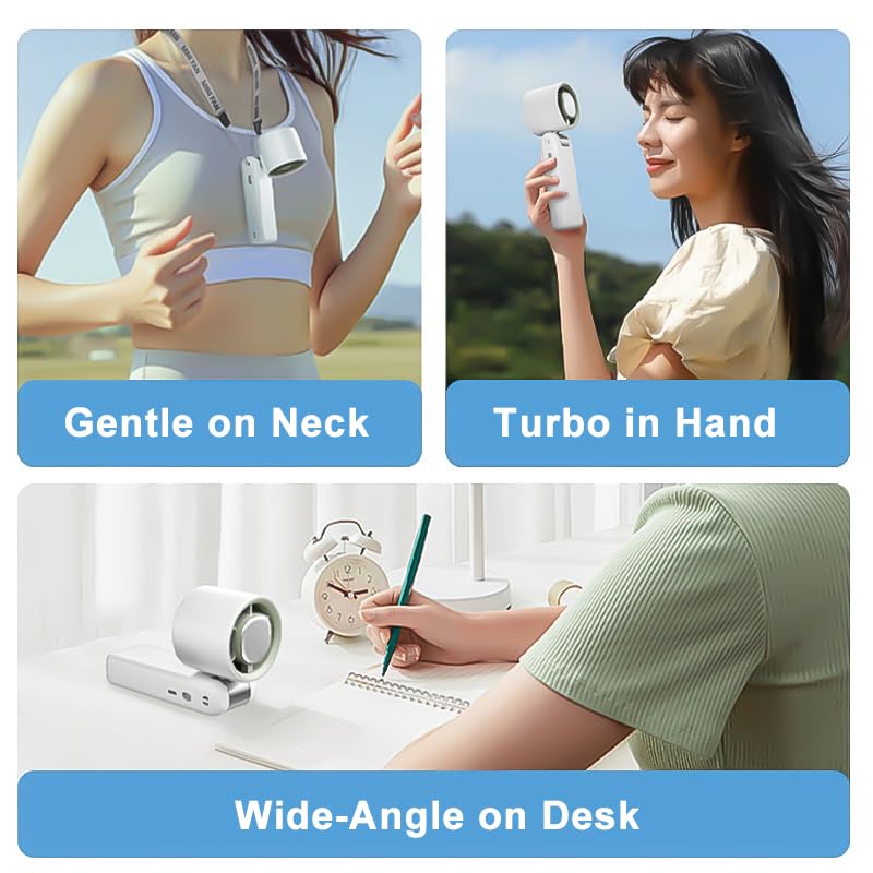 Portable Handheld Fan Turbo for Travel, Mini Personal Rechargeable Fans, Extreme Ice Cooling Plate,Led Display, 1-100 Speed,Up to 20h Use,Foldable Lash Fan,Perfect Gifts for Women,Child（Grey+Purple）