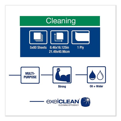 Tork Heavy Duty Cleaning Cloth White W24, Pop-Up Box, 5 x 80 Cloths, 5301755