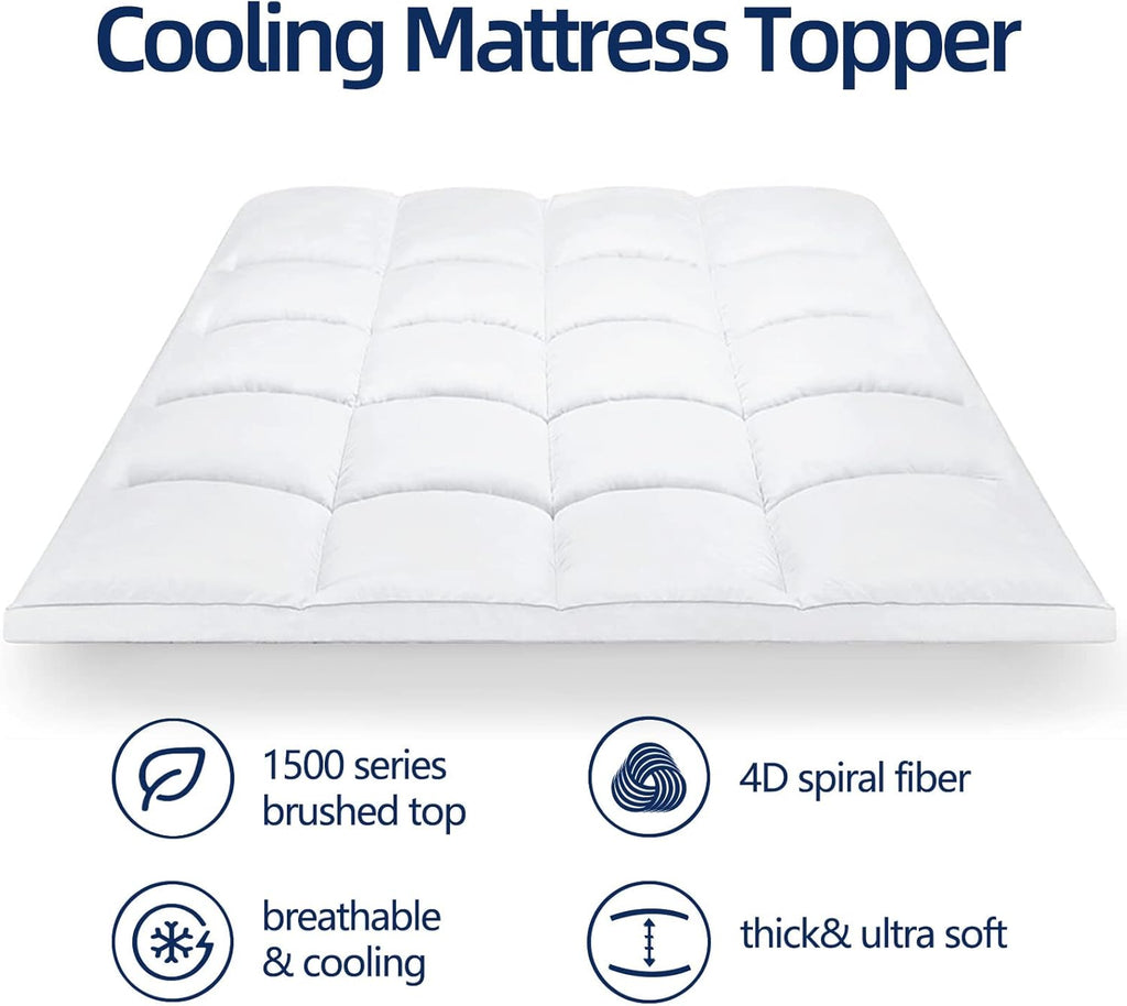 Regine Switzerland Queen Mattress Topper - Extra Thick Plush Pillow Top for Back Pain Relief