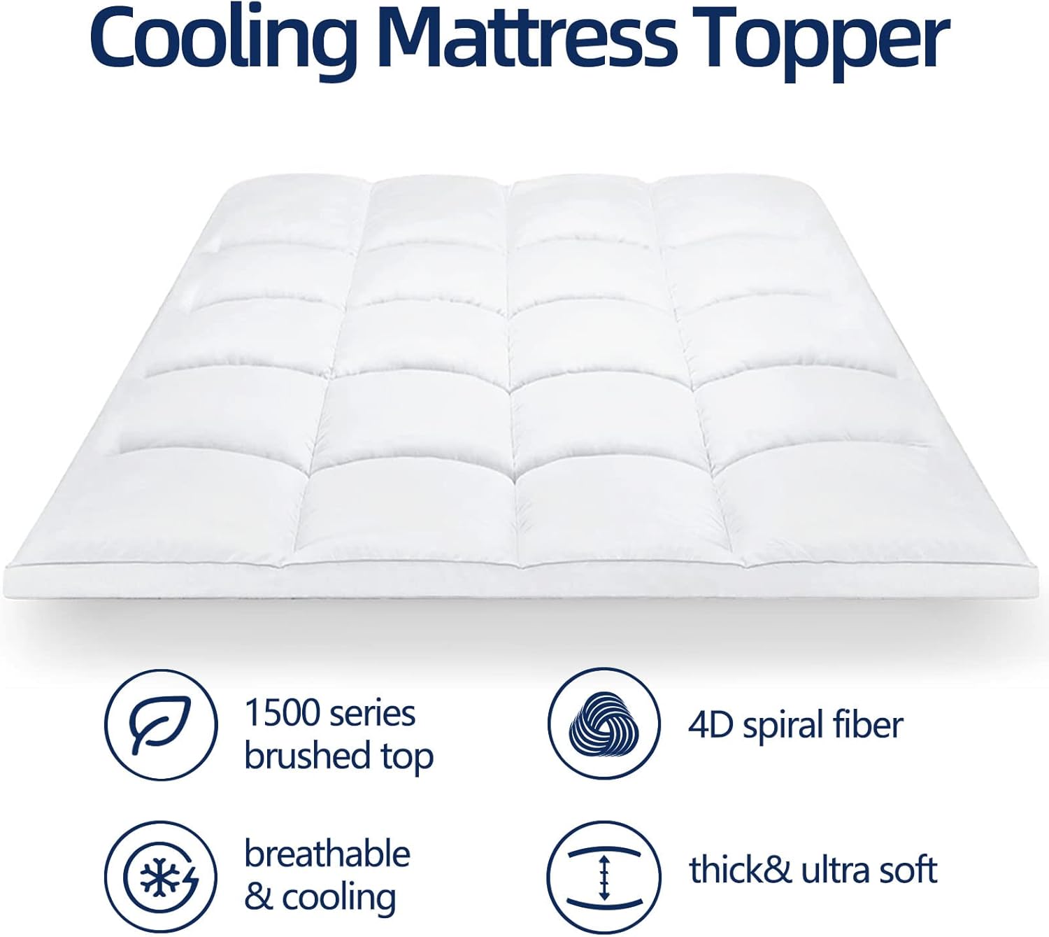 Regine Switzerland Queen Mattress Topper - Extra Thick Plush Pillow Top for Back Pain Relief