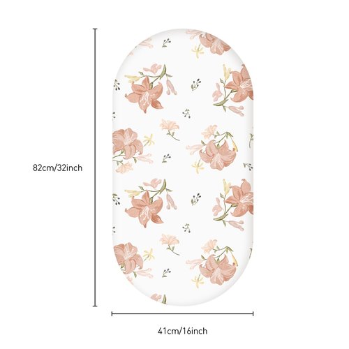 Gllquen Baby Bassinet Sheets Set 2-Pack, Breathable Cozy Bassinet Fitted Sheet Universal Fit Standard Mattress Oval Rectangle Cradle Baby Sheets for Baby Boy Girls Unisex 32"x16"(Lily)