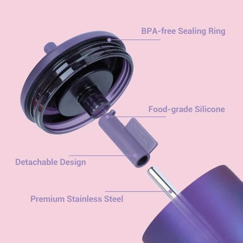 Jetstop Straw Kit Compatible with Brumate Era 30 oz - 2 Stainless Steel Straws with Silicone Straw Connectors, Sealing Rings & Cleaning Brushes - Reusable Accessories for Brümate Tumbler