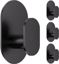 Aikzik Adhesive Towel Hooks - Heavy Duty 26LB Wall Hooks for Bathroom & Shower | 4 Pack, Matte Black