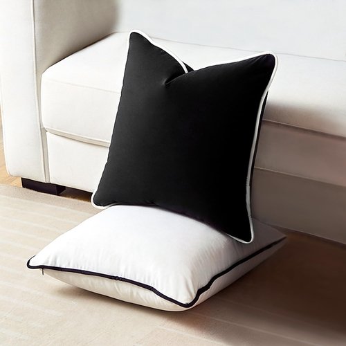 Black and White Pillow Covers for Couch Throw Pillows 18x18 Black and White Decorative Cushion Covers Accent Home Decor Sofa Modern Decorative Neutral Velvet Cases for Bed Bedroom Living Room Set of 2